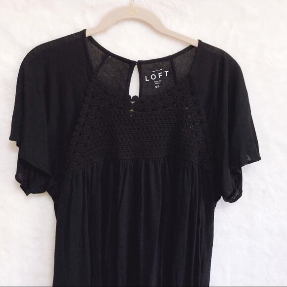 LOFT Black Crochet Yoke Top - Picture 6 of 8